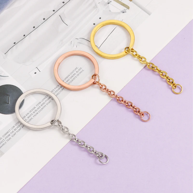 

20Pcs 30mm Round Keychain With Extender Mirror Polish Stainless Steel Key Chain For Making Key Chain Womens Mens Fashion Jewelry