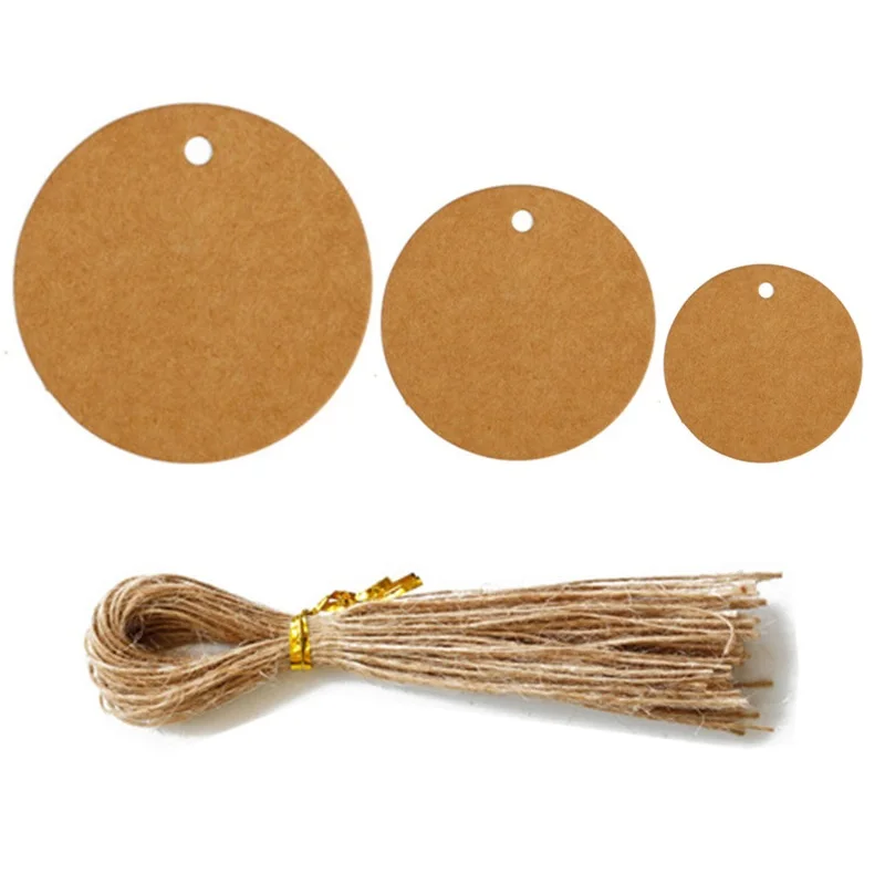 Blank Round Hang Tags Vintage Kraft Paper Tag Cards DIY Bookmark Message Greeting Small Product Labels 100pcs 3-5cm | Дом и сад
