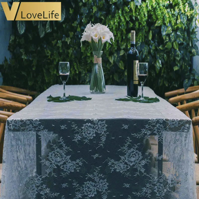 Свадебная настольная дорожка белая кружевная скатерть Цветочная Бохо свадебное