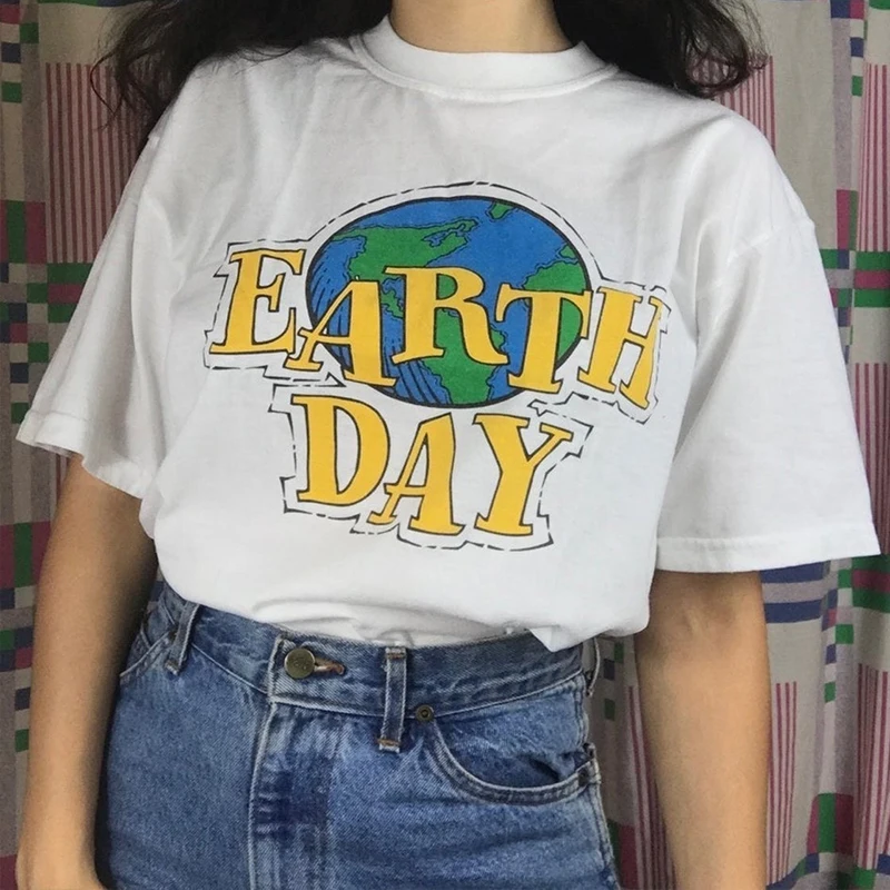 День Земли Для женщин футболки сохранить Землю Графический хлопковая футболка