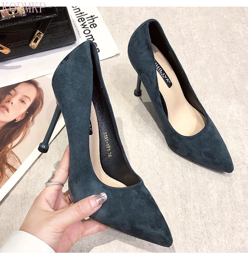 

High Heels Suede Pointed Stiletto Super High Heels Fashion Ladies High Heels New 2021 Zapatos Para Mujer