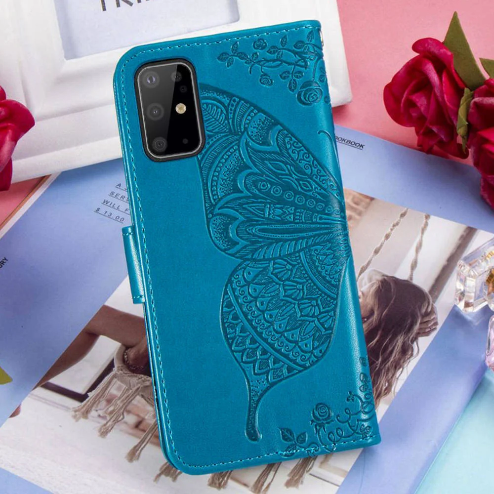 

Flower Butterfly Pressed Soft Leather Case For Samsung Galaxy S9 Plus S8 S7 Egde Note10 S10 5G S10e S20 Ultra Flip Wallet Cover