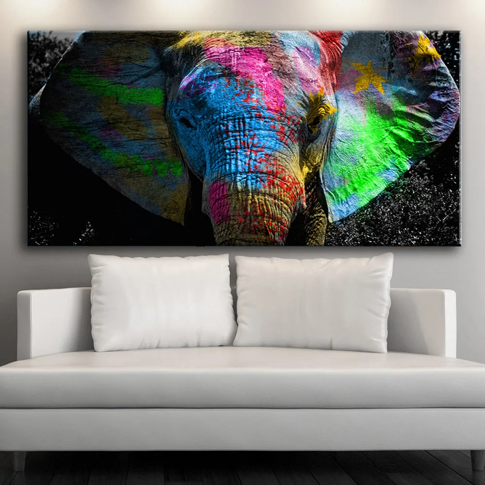 Холст HD красочный Африканский Слон Живопись животных масляная живопись на