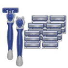 MAXFRESH Женские бритвы, безопасная бритва для красоты, 6 лезвий, подходит для чувствительной кожи с 2 ручками, 19 лезвий, ручное Бритье