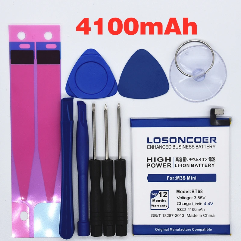 LOSONCOER 4100 мА/ч, BT68 Батарея BT15 для Meizu M3S мини Батарея M3 M3S M688Q M688C M688M M688U Y685Q бесплатный инструмент
