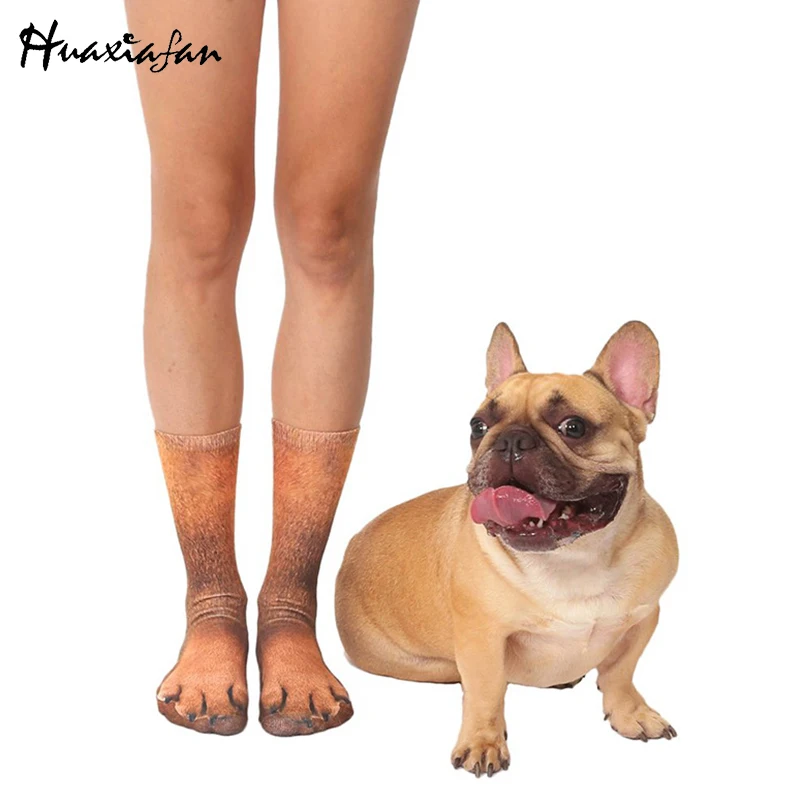 

Funny 3D Print Puppy Dog's Feet Socks Adult Unisex Kawaii Animal Paw High Ankle Autumn Casual Cute Fashion Harajuku Sock 2021