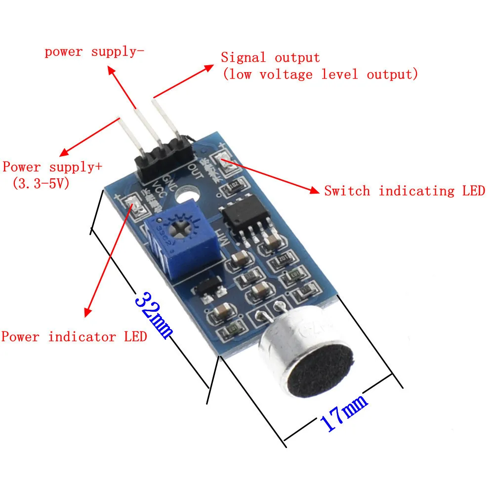 3-контактный голосовой модуль датчика обнаружения звука умный робот-вертолет