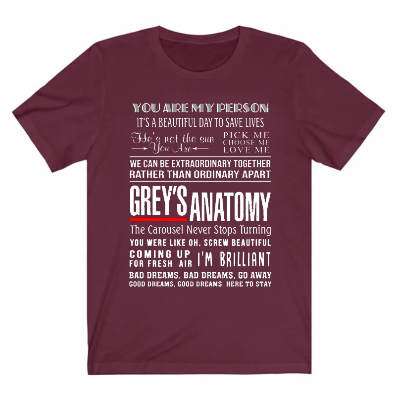 

Grey's Anatomy T-shirt Letter print casual short-sleeved T-shirt