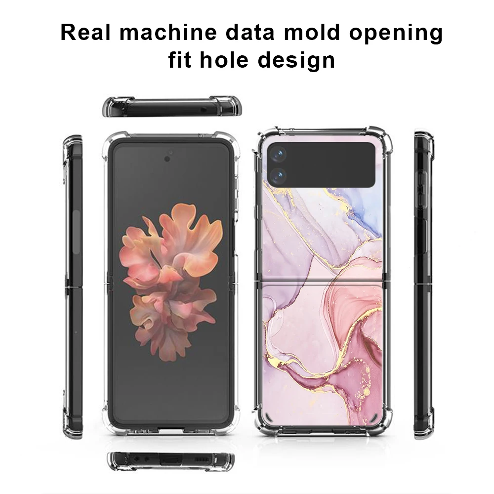 Luxury Case For Samsung Galaxy Z Flip 3 5G Funda Z Flip3 Clear PC Hard Shockproof Back Phone Coque Shell Granite Marble