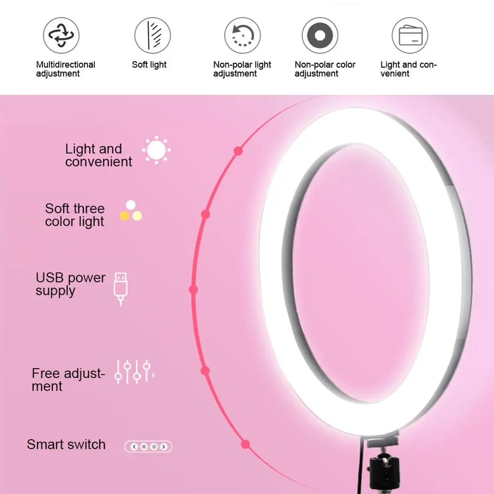 

6.5 inch LED Live Streaming Ring Light Studio Photography Selfie Tattoo Fill Light Black 10W for Vedio Makeup Tattoo Accessories
