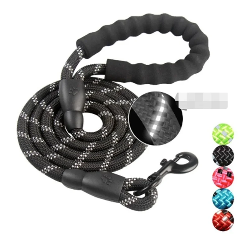 

Reflective Pet Leash Dog Leash Nylon Round Dog Leash Pet Supplies Explosion-proof Brewed Cotton Handle Leash Dog Harness