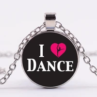 i love to dance heart shaped photo cabochon glass pendant necklace jewelry accessories for womens mens fashion friendship gift