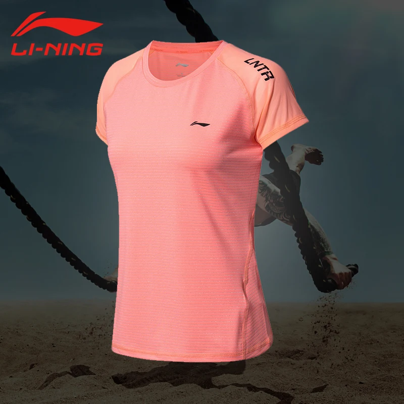 Li-Ning Женская тренировочная футболка дышащая 93% полиэстер 7% спандекс подкладка удобные спортивные футболки топы футболки ATSN196 CJAS18