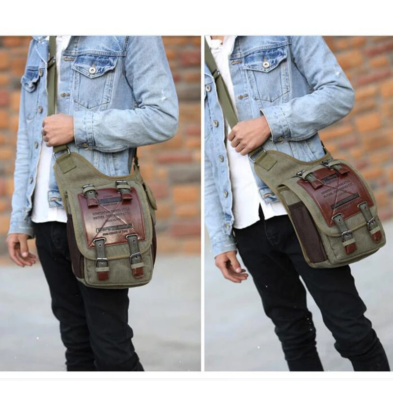 

Mens Vintage Canvas Shoulder Military Messenger Bag Sling School Bags Army Tactical Outdoor Travel Hiking Satchel Travel Bag