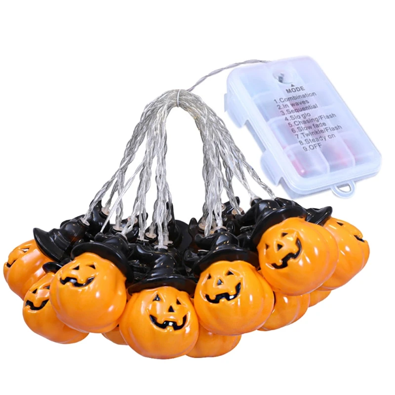 

Светодиодный ная гирлянда на Хэллоуин с тыквой, привидениями, фонариком, «сделай сам», подвесная страшная гирлянсветильник украшение на Хэ...