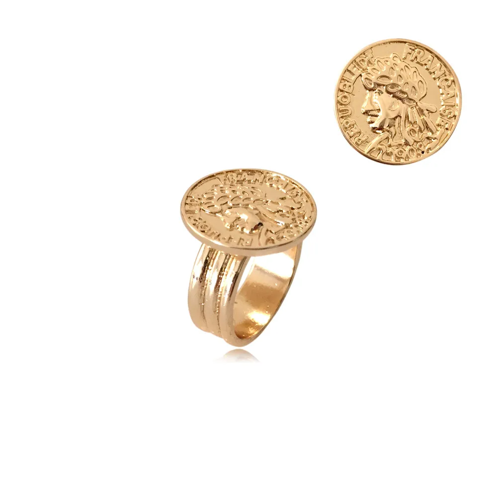 Модные ювелирные украшения золотое покрытие монета лицо гравировка квадратное