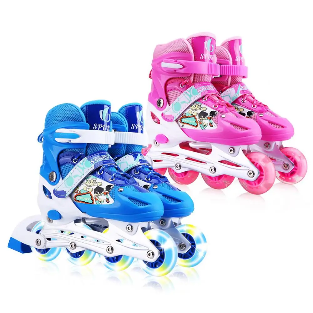 

Skate Shoes Children Size Adjustable Roller Skates Men And Women Kids Outdoor Sports Single Flash Inline Skates