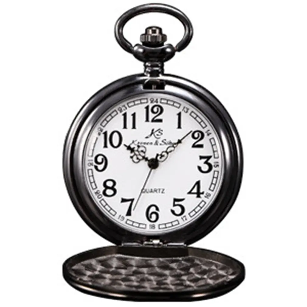 

KS Brand Vintage Silver Smooth Case White Dial Analog Quartz Relogio Key Long Chain Pendant Men Pocket Watch Jewelry Gift/KSP002