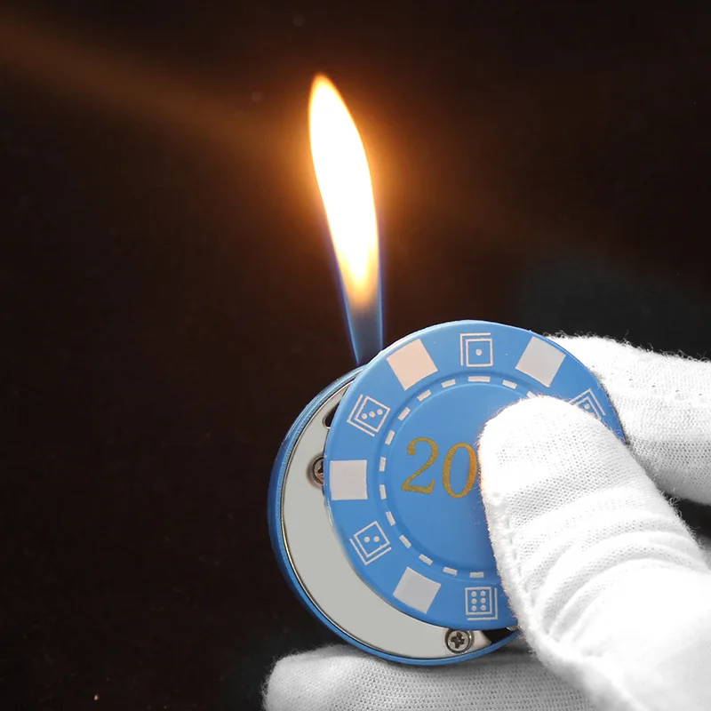 

Free Fire Personality Chips Lighter Funny Metal Ultra Thin Butane Refillable Gas Lighter Cigarette Portable Gadgets For Men