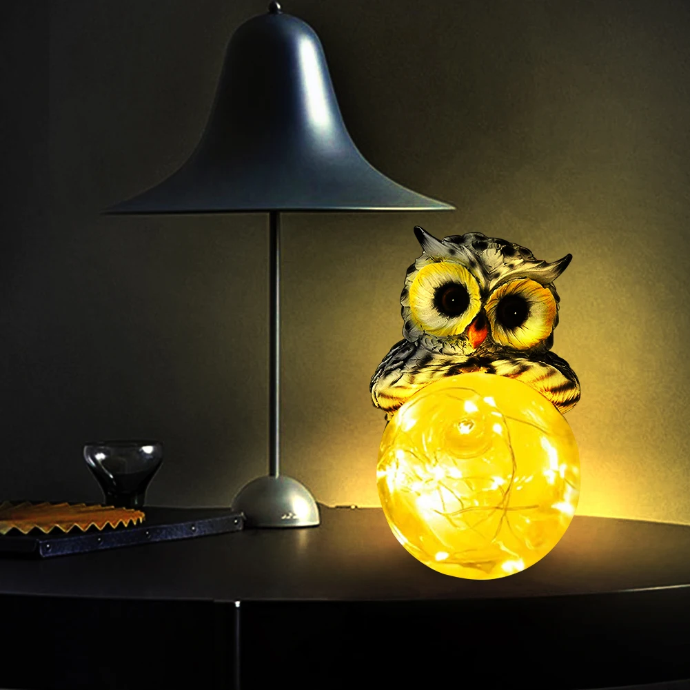 

Solar Powered Light Owl Shape Holding Ball 30 LED Stake Lamp Resin Bird Sculptures Garden Courtyard Automatically Lighting