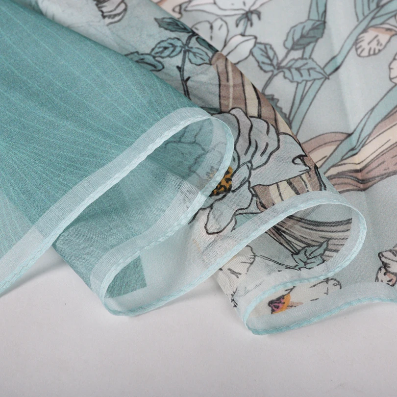 Женский шифоновый хиджаб [BYSIFA] зеленый длинный пляжный шарф из 100% шелка сезон