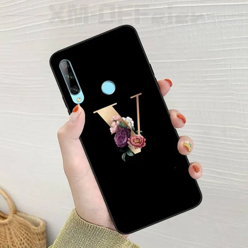 Flower custom initial letter TPU Soft Silicone Phone Case Cover For Huawei Enjoy 7S 8 9E 7 9 10plus NOVA 6-5G Pro se | Мобильные