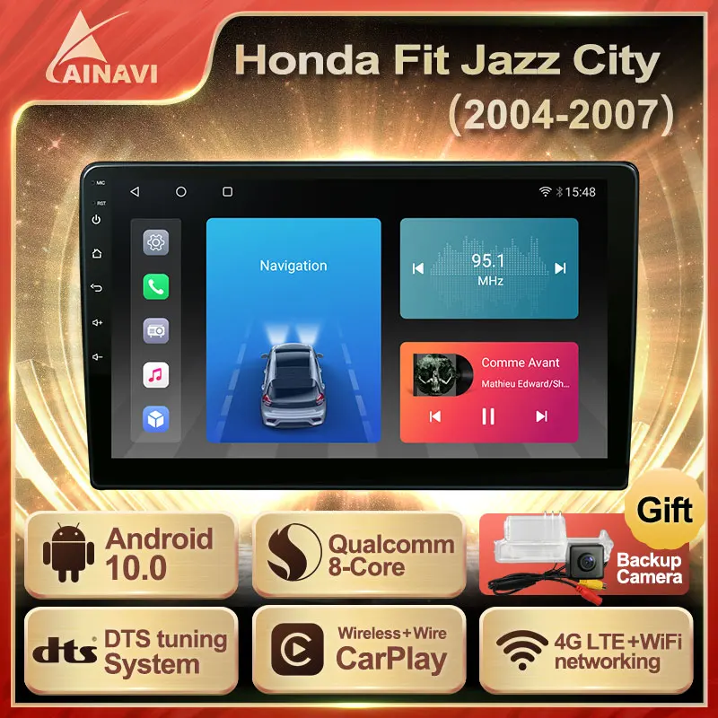 Автомобильный радиоприемник Android 10 QLED экран для Honda Fit Jazz City 2004 2007 автомобильный