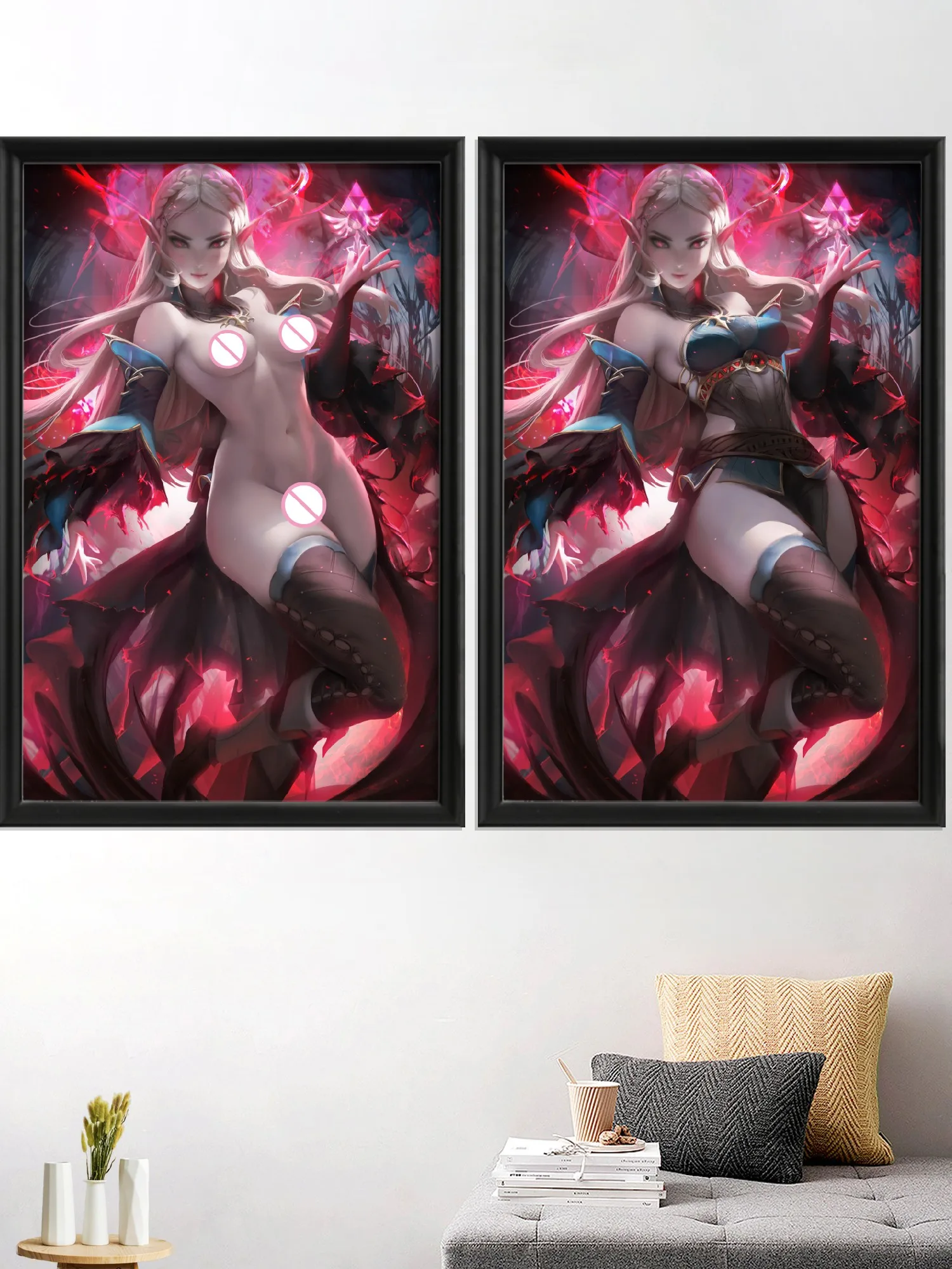 

Anime Game Sexy Nude Girl Cartoon Art-Poster Decoration Wall Decor Home Custom Living-Bedroom Silk Prints Picture