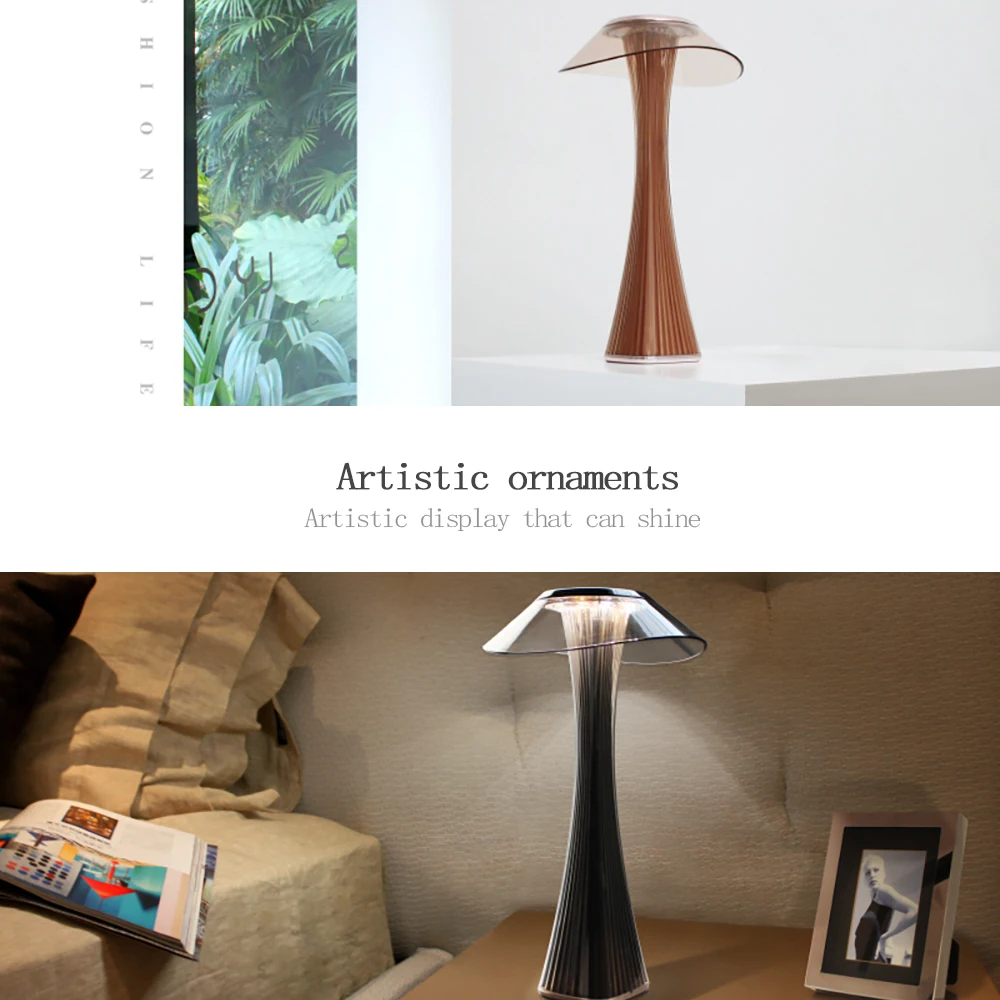 

LED table lamp dimmable protection eyes USB charging smart touch switch bedside lamp transparent crystal creative table lamp