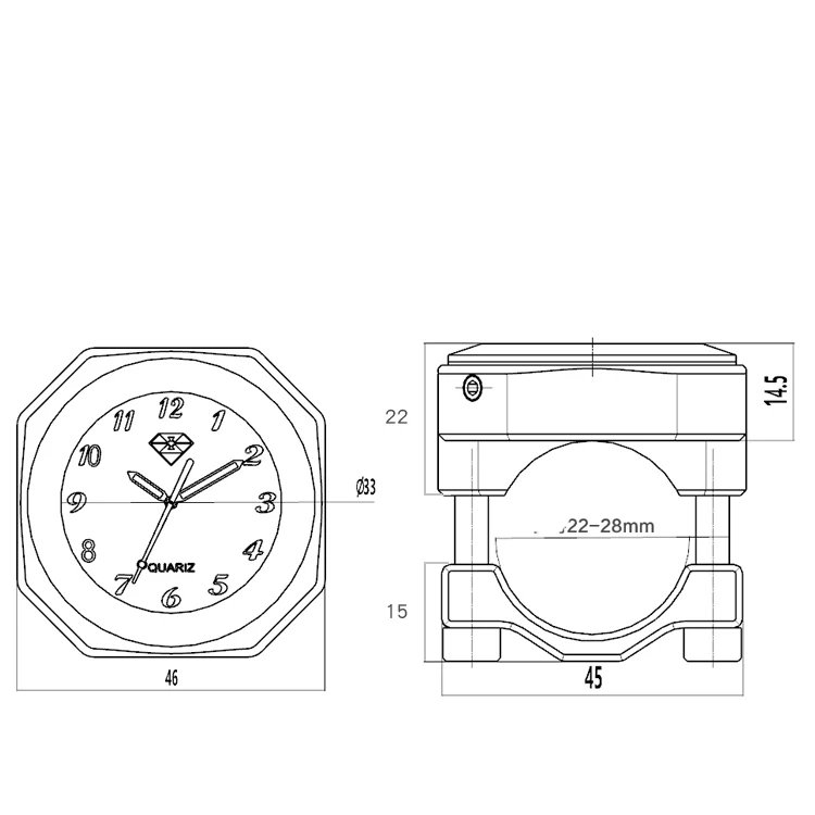 7/8 &quot1&quot водонепроницаемые мотоциклетные часы с креплением на руль светящиеся
