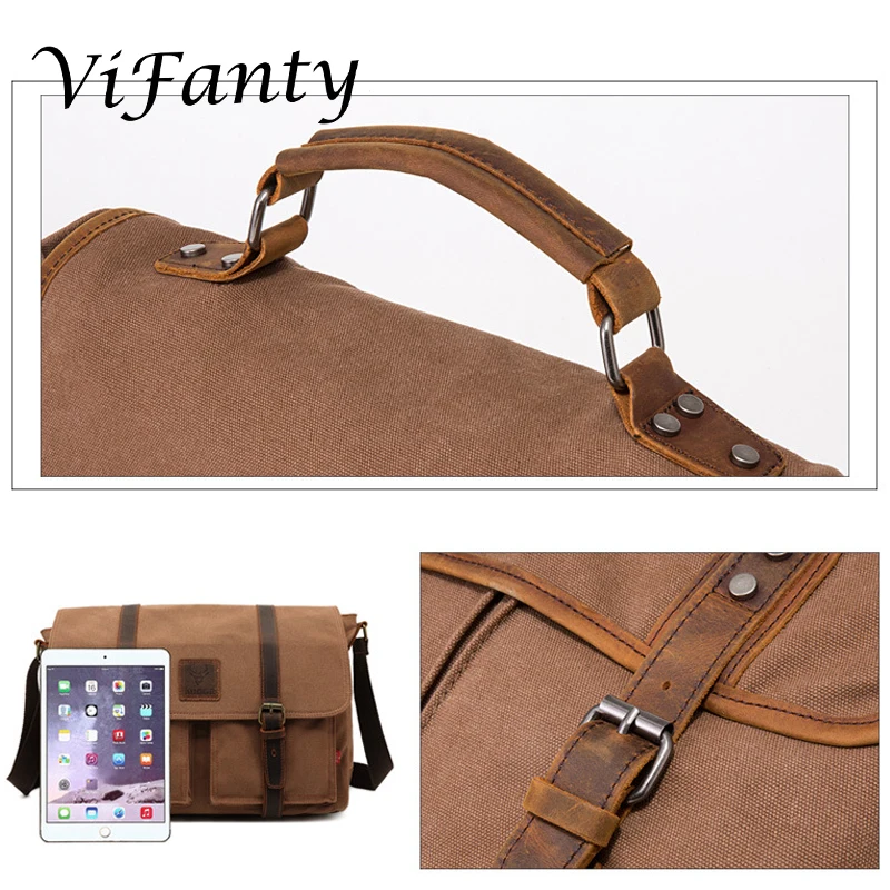 Винтажная холщовая сумка-мессенджер Сумка через плечо для ноутбука сумка-слинг