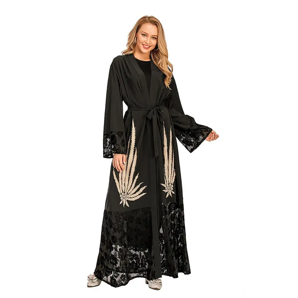 

Женское кимоно Abaya из Дубая, длинное мусульманское модное хиджаб, платье для женщин, кафтан, мусульманская одежда