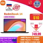 Ноутбук Xiaomi RedmiBook 14 II, AMD Ryzen Edition, AMD Ryzen 5 4500U, 816 ГБ DDR4, 512 Гб SSD, 14-дюймовый экран FHD, серебристый