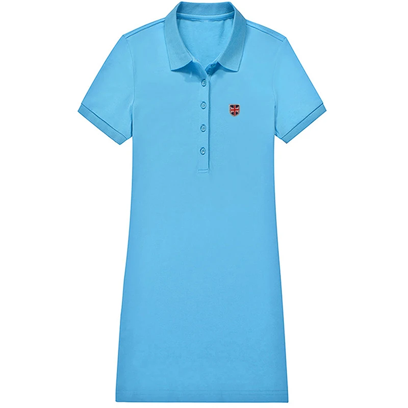 

Fashion Brand Women's Polo Dress T-shirt Short Sleeve Summer Embroidered 5 Button Dress Women's Casual Tennis Top Shirt