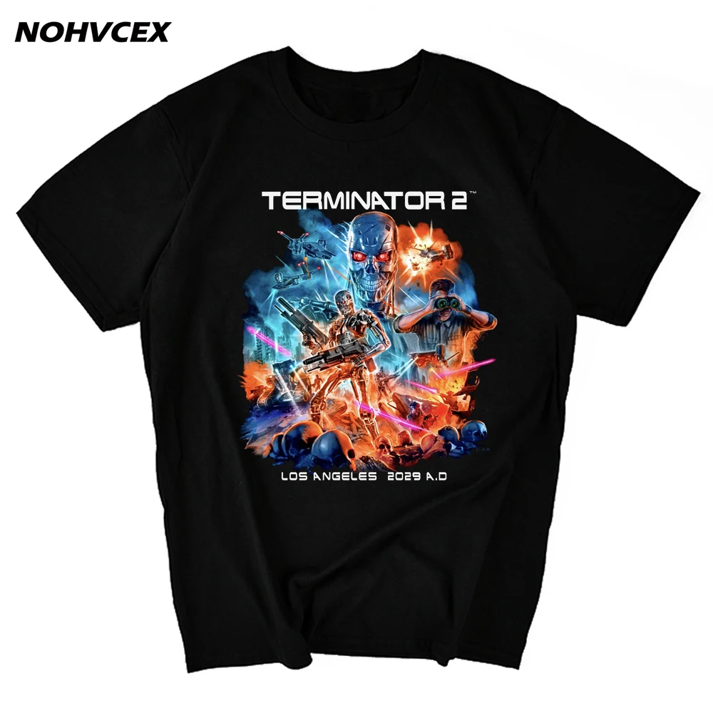 Мужской Терминатор Мужская футболка с роботом Арнольда Шварценеггера модные