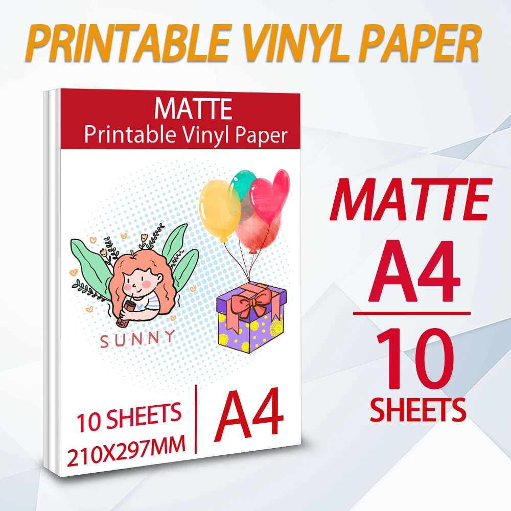 

Бумага A4 белая виниловая наклейка для печати, 10 листов, 210x297 мм, водостойкая, для струйного принтера, самоклеящаяся наклейка