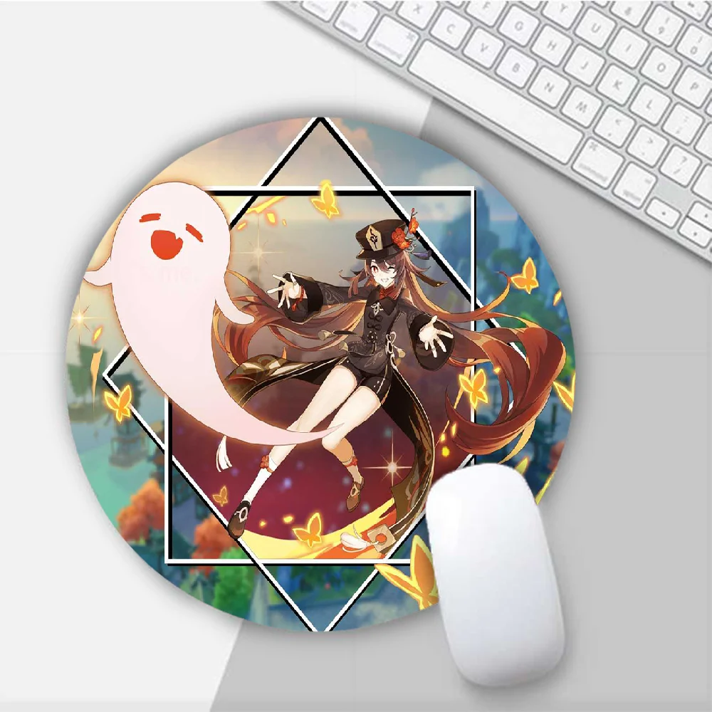 

Hu Tao Round Mouse Mat Gaming Mouse Pad For PC Laptop Notebook 20x20cm Gamer Desk Pad
