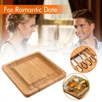 bamboo cheese board cutlery cutter set with slide out drawer cooking tools cheese slicer fork scoops cut l5