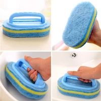 1pcs kitchen bathroom toilet cleaning magic sponge handle sponge brush blue soft eraser ceramic window slot clean brush