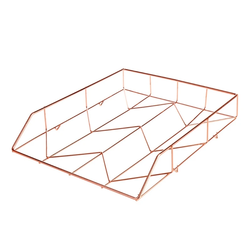 

Creative Hollow-out File Folder Rose Gold Magazine File Holder Desk Wire Iron File Tray Organizer Home Office Supplies