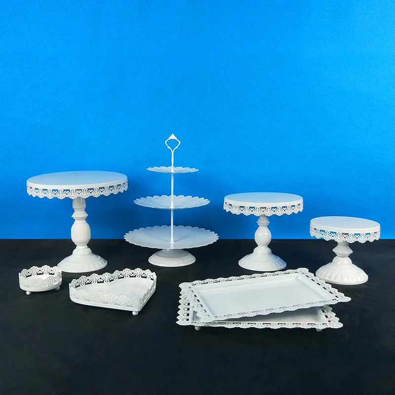 8pcs white Золотой свадебный торт стенд набор белый кристалл металлические украшения для кексов десерт пьедестал вечерние демонстрационные настольные украшения 4-18 шт - Цвет: 8pcs white
