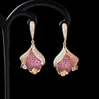 Модные красивые элегантные серьги в виде цветка, высококачественные серьги-подвески в виде цветка с блестящим кубическим цирконием для женщин, подарок на день рождения