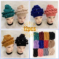 wholesale order newest elegant turban hats women cap beaded for india hat scarfs head wrap headband girl hair accessories lady