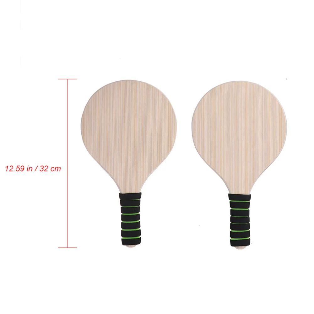 

1 Set Beach Racquet Outdoor Games Wooden Racket Badminton Tennis Pingpong Beach Cricket Bat Racket Set for Adult Children (Rando