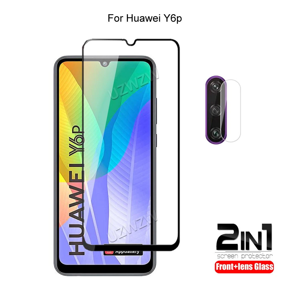 

For Huawei Y6P Camera Lens Protecting Film & Full Cover Protective Tempered Glass Screen Protector