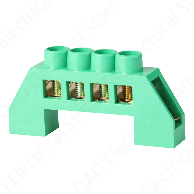 1pcs 4/6/8/10/12 Positions Terminal Block Connector Strip Brass Ground Neutral Bar Electrical Distribution Wire Screw Green - купить по