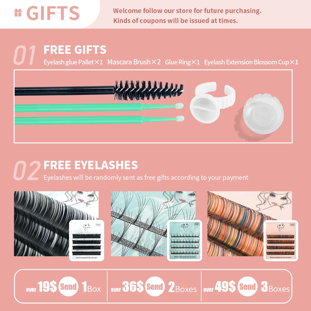 

GLAMLASH 2D 3D 4D 5D 6D Russian Volume Mink Eyelash Extension Premade Fan Synthetic Hair False Lashes Extension Premium Cilios