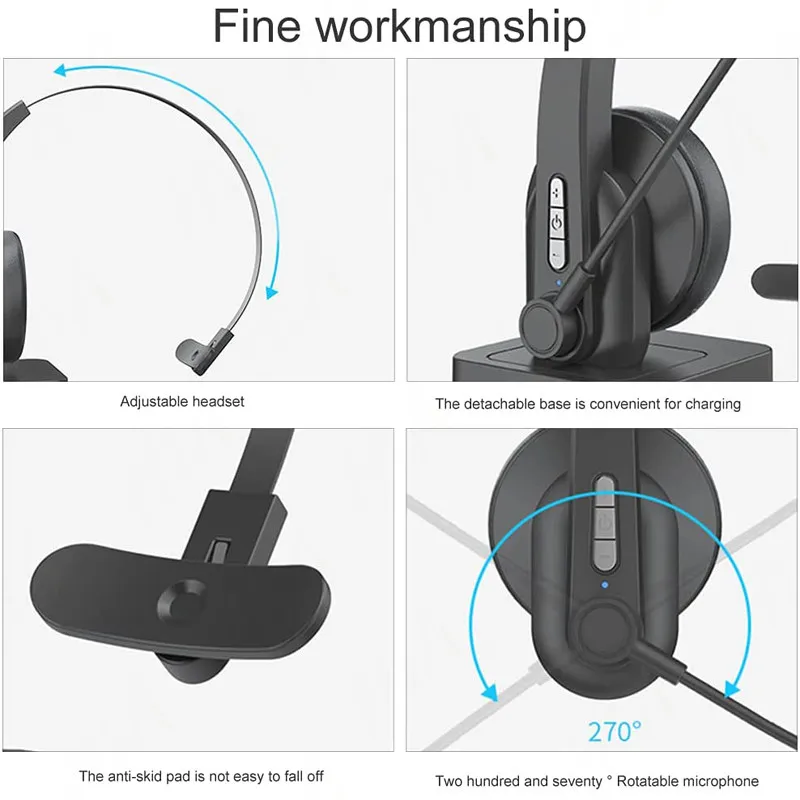 

Bluetooth 5.0 Headphone Wireless Headset with Noise-Suppressing Mic Handsfree Clear Talk Telephone Headphone Headsets for Office