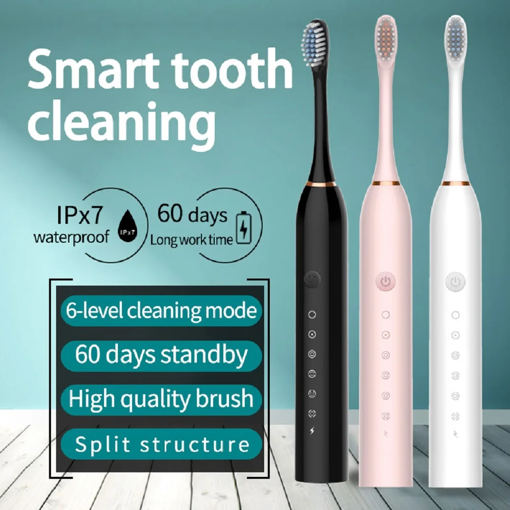 

New Style Electric Toothbrush Sonic 6 Files Adult Household Soft Bristle USB Rechargeable Waterproof Couples Electric Toothbrush