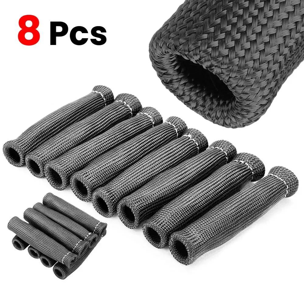 

Hot Sale 8pcs Car Spark Plug Wiring Boot Protectors Sleeve Heater Shield Cover Black 2500 Degree Ignition Coil Car Accessories